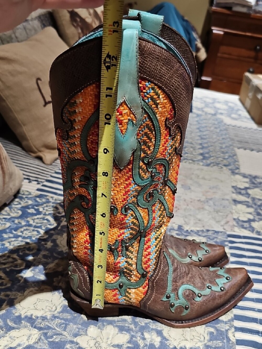 Women’s Genuine Leather Western Boots Multi Colors With Stud Accents - Picture 8 of 10